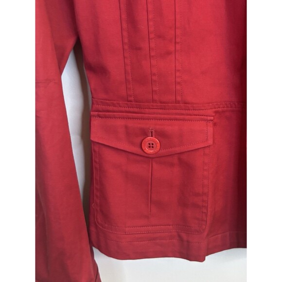RALPH LAUREN Vintage Red Button Front Jacket Women 4 Long Sleeve Peplum Cotton - Picture 5 of 12